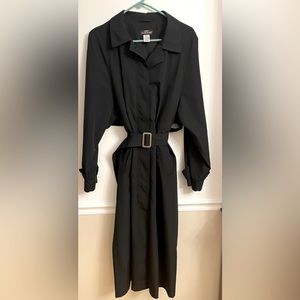 L.L. Bean Traveler Women’s Black Belted Button Front Long Trench Coat Size L